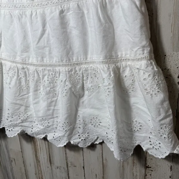 Vtg Y2K American Eagle White Eyelet Lace Midi‎ Skirt Tiered Womesns Size 8 - Image 2