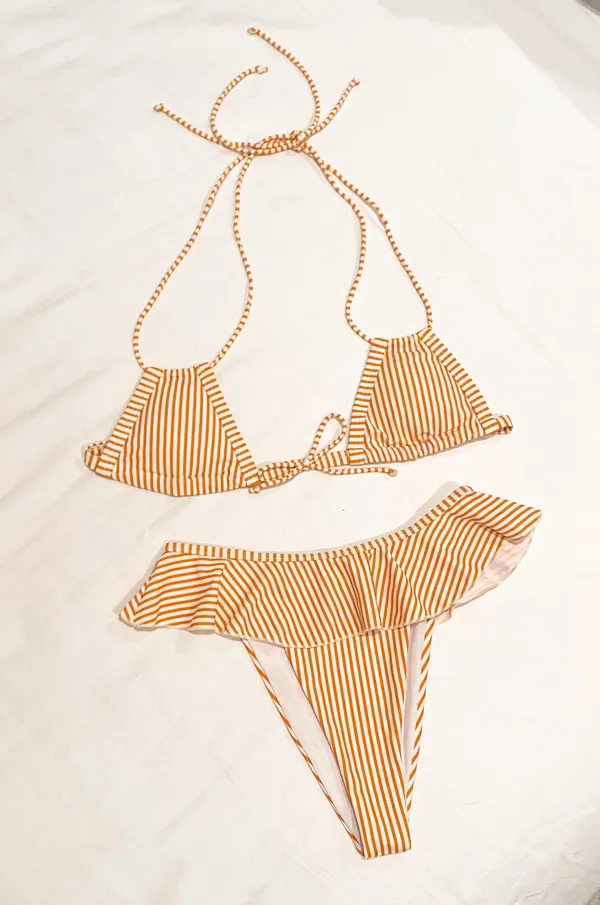 Striped Bikini Set Orange - Image 2