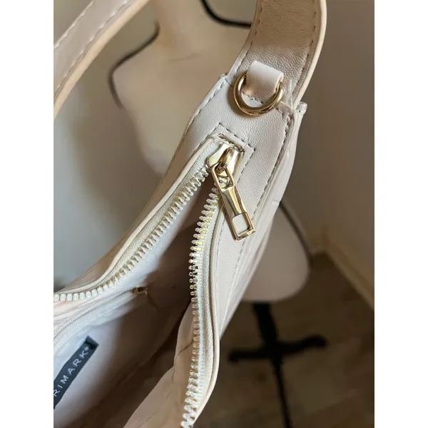 Primark Cream Quilted‎ Crescent Shoulder Bag Scandi Hobo Purse Minimalist Chic Neutral - Image 4