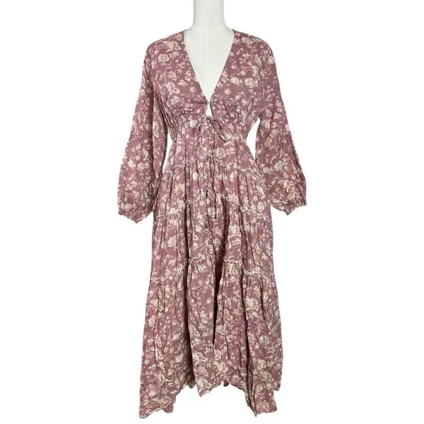 Free People Ethereal Dainty Cottage Pappiet Midi Dress Rose Maxi Top Large - Image 9