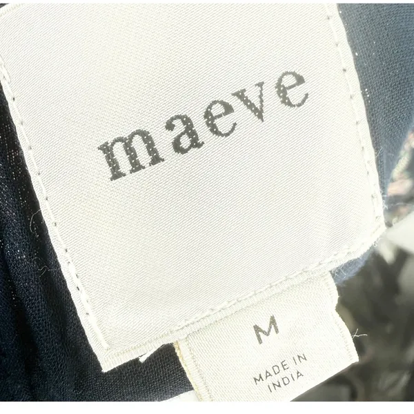 NWT Anthropologie Maeve V-Neck Lurex Tiered Mini Dress Navy Metallic Size Medium - Image 3