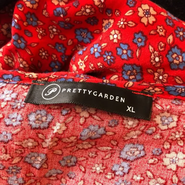 Pretty Garden Maxi Dress Prairie Ruffle Floral Cottagecore Romantic Red XL - Image 3