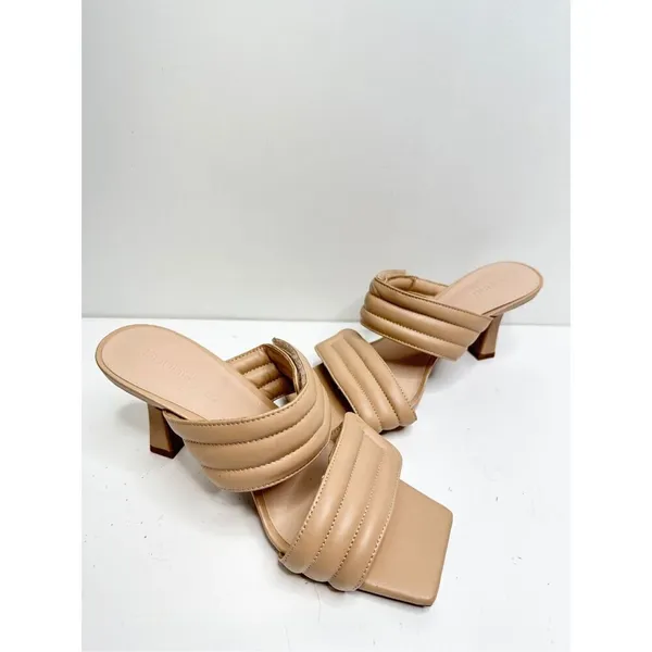 Abound Sandals Size 4 Qarly Heeled Tan Square Toe Slip‎ On Heels - Image 4