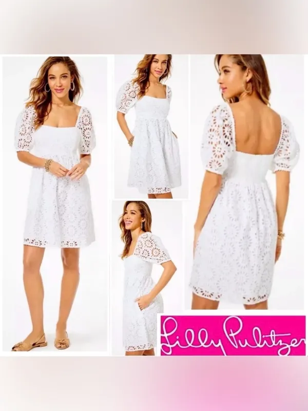 Lilly Pulitzer Kay Dress Resort White Cotton Size 12 - Image 2