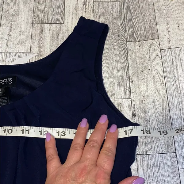 Enfocus Studio Blue and White Sleeveless Sundress Size 12 - Image 4