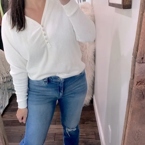 Mts knit thermal sweater style top size small White - Image 2