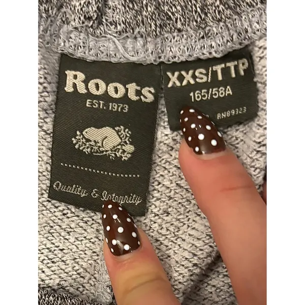 Roots‎ Canada Sweatpants XXS Gray Salt & Pepper Fleece Joggers Loungewear - Image 2