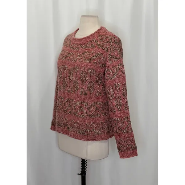 SUNDANCE Marled Roll Neck Sweater Wool Mohair Pink‎ Green Pullover Knit Small - Image 4
