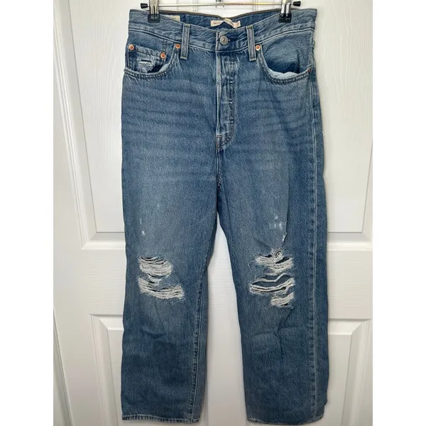 Levi's Ribcage Straight Ankle Women's High‎ Rise Jeans Light Wash 27 x27 - Image 2
