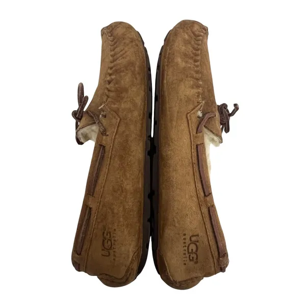 UGG Australia Dakota Suede Fur Lined Slip On Moccasins Loafers Chestnut Size 8 - Image 2