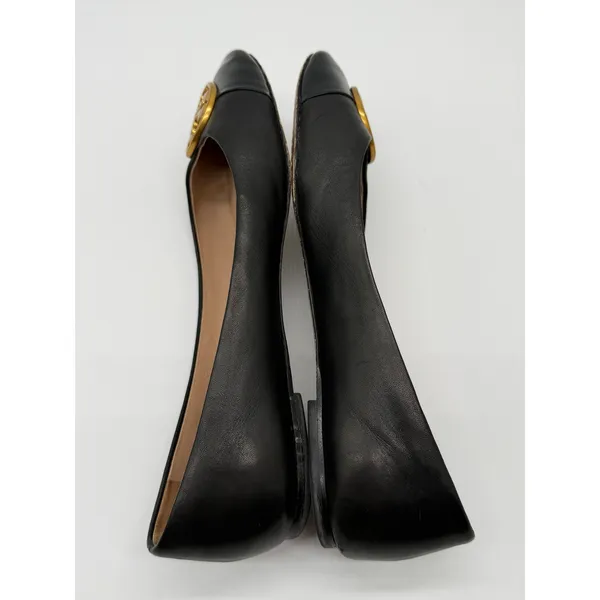 Tory Burch Claire Ballet Flats Womens 8.5M Black Gold Medallion Logo - Image 3