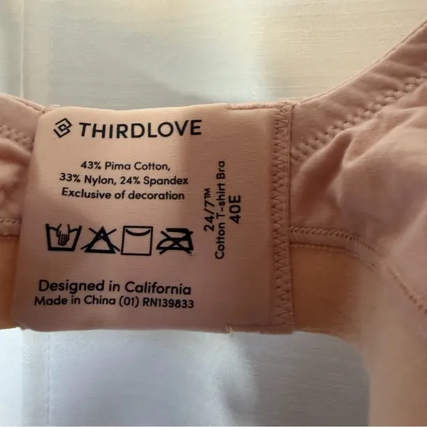Third Love Bra Size 40E Underwire Pima Cotton T-Shirt Bra Neutral Beige Lined - Image 6