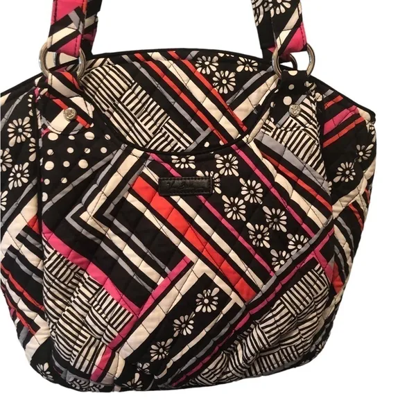 Vera Bradley Northern Stripes Large Trimmed Vera Shoulder Bag W/ Pockets Quilted - Image 3