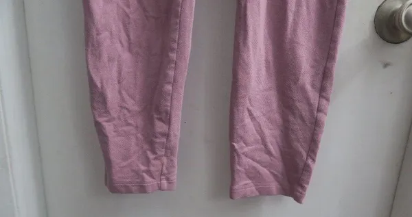 PINK Victoria's Secret shoelace front leggings pink nation on left leg drawstring in pink and white size medium. - Image 4