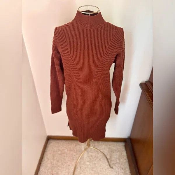 Abercrombie & Fitch Ribbed Mock Neck Sweater Small Orange - Image 8