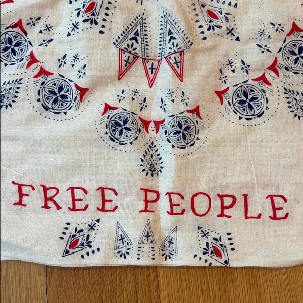 Free People Drawstring Bag Blue Red Cream - Image 2