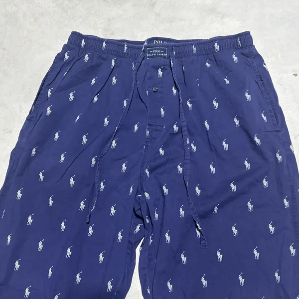Polo Ralph Lauren AOP Pony Pants Men's SZ Large Blue Pajama Sleep Lounge Pants - Image 2