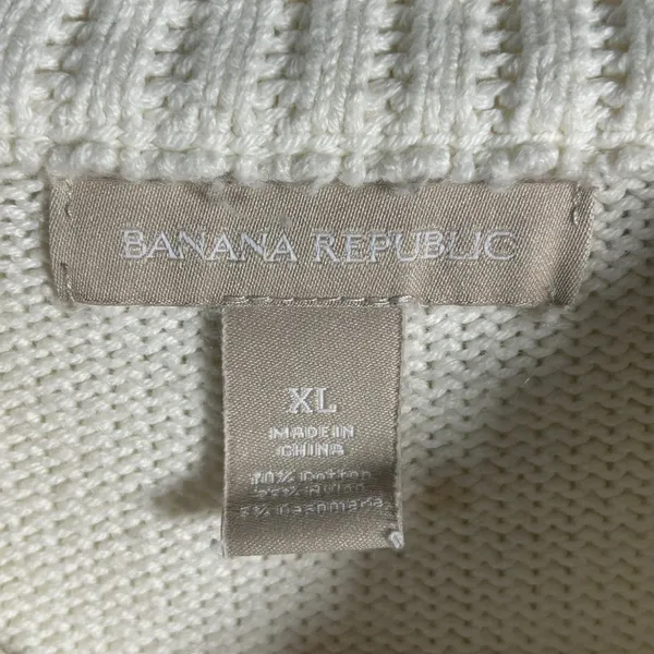 Banana Republic Cream Ribbed Knit Sweater Size XL Cotton Blend Metallic Accents‎ - Image 5