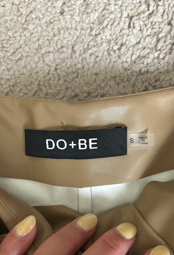 DO+BE Faux Leather Tan High Waist Belted Shorts - Image 3