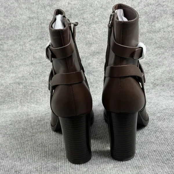 Lauren Ralph Lauren Size-US 9B Women Collins Block Heel Bootie Brown Leather - Image 10