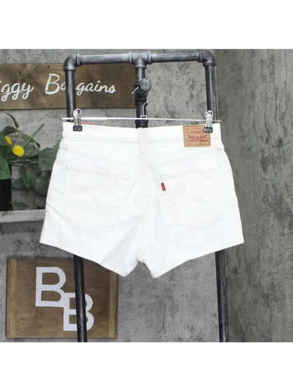Levis Womens 501 Original Shorts Button Fly Jean Jorts Disco Nights White 30 - Image 2