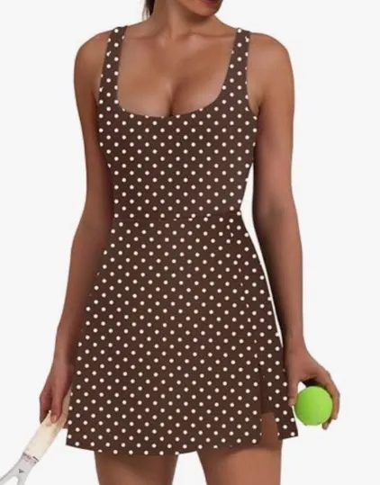 Amazon Athletic Dress for Women Mini U Neck Sleeveless Built in Shorts with Pockets - Image 5