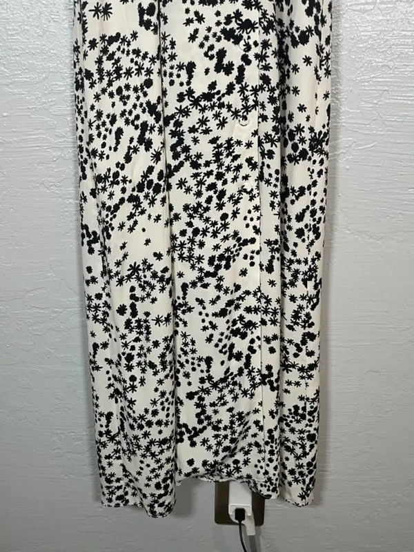 Whistles Women 4 White Black Floral Print Maxi Dress Button Front Ruffle Summer - Image 2