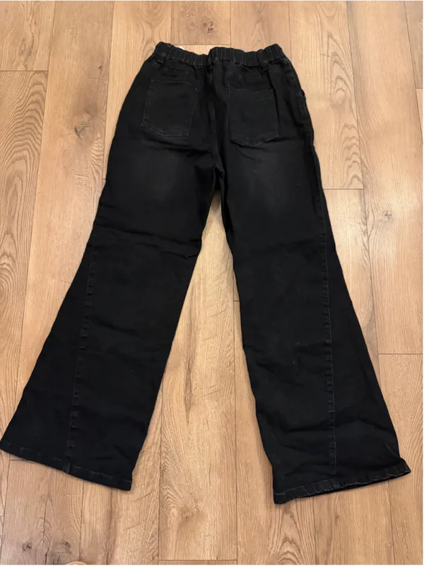 NEW Wide Leg Jeans Drawstring High Waisted Baggy Straight Leg Boyfriend 6 28/29 - Image 2