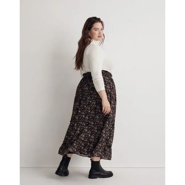 Madewell Crinkle Georgette Tiered Maxi Skirt in Blurred Blooms - Image 2