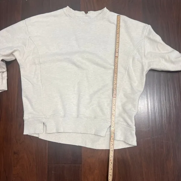 Aerie Beige Distress Crewneck Sweatshirt Sz Small - Image 7