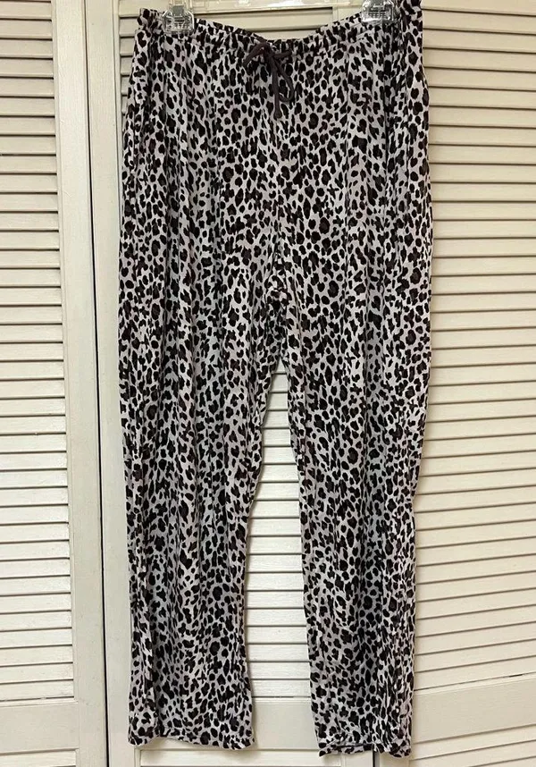 Midnight Women’s Cheetah Print Drawstring Pajama Pants - Size Large - VGUC - Image 2