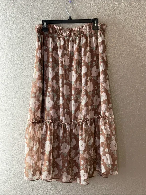 LC Lauren Conrad L Floral Tiered Midi Skirt Cottagecore Fairycore Bohemian Farm - Image 6