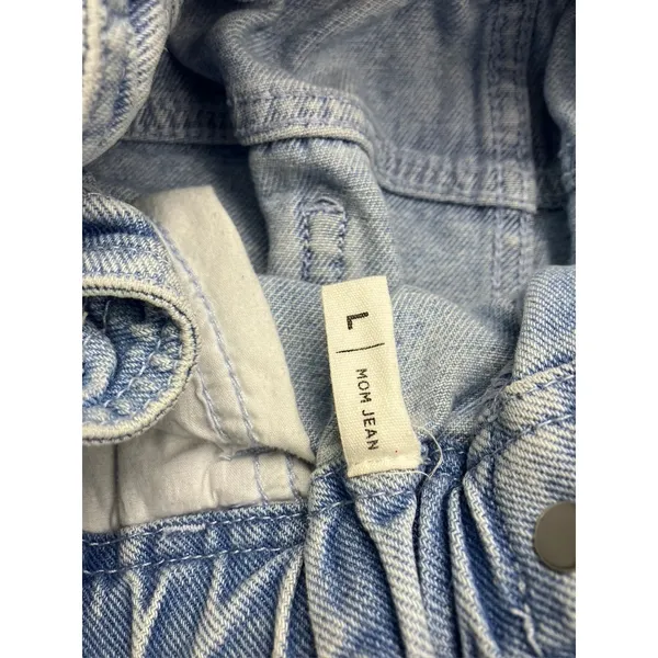PacSun Womens Mom Jeans Light Wash High‎ Rise Elastic Waist Denim Size L - Image 3