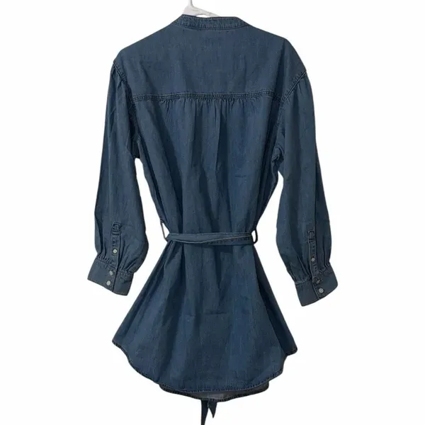 Time & Tru Blue Long-sleeve Minj Shirt Denim Belted Dress(Size XL 16/18) - Image 3