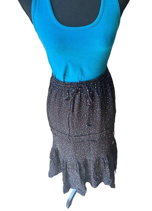 Coach Tiered Snap Aline Midi Skirt Sz.0 Stretch Waist - Dots Black Multicolor - Image 15