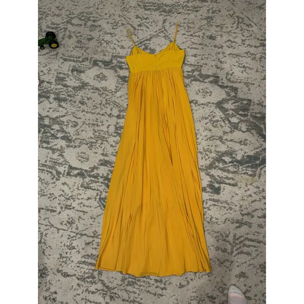 Obando x RTR Honeycomb Gown Yellow Pleated Maxi Dress Size 4 - Image 6