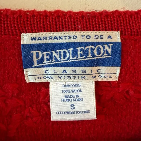 Pendleton Long Sleeve Embroidered Wool Cardigan Sweater Red Women's Size Small - Image 4