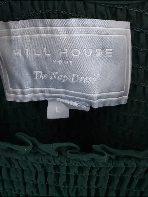 Hill House Louisa Nap Dress Emerald Green Smocked Puff Sleeve Midi Large Cottage - Image 5