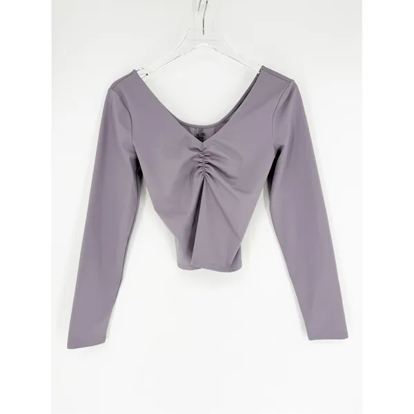 Le Ore Long Sleeve V-Neck Fitted Top‎ Women's L Purple Coquette - Image 2