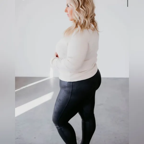 SPANX Faux Leather Leggings Black XL - Image 2