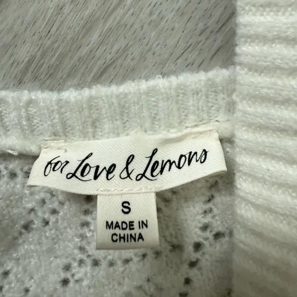 Revolve For Love & Lemons Coquette Open Knit Blanca Crochet Crop Top size small - Image 4