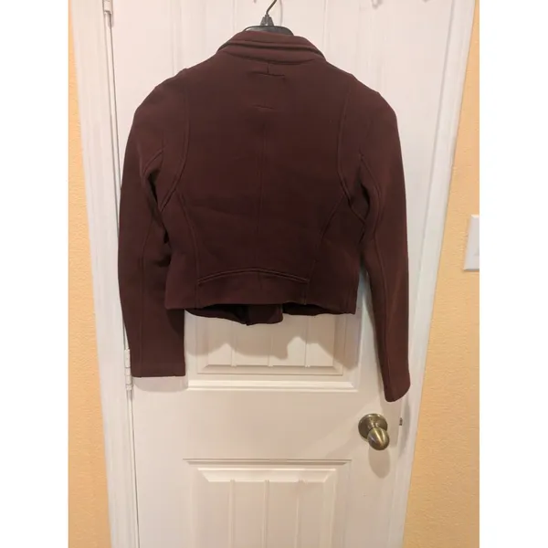 Zara maroon biker jacket cotton Size M - Image 11