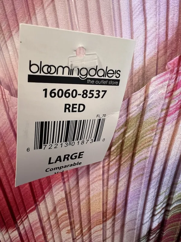 Milano Pleated Floral V-Neck Cap Sleeve Blouse Large Watercolor Pink Stretch - Image 4