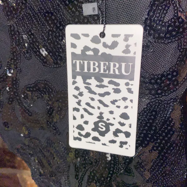 NWT Tiberu Black Sequined Long Sleeve Semi-Sheer Jumpsuit Women's Size Small - Image 8