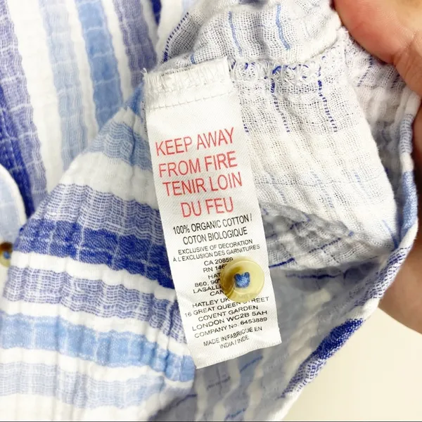 Hatley Organic Cotton Blue Striped Button Down Sz XS - Image 5