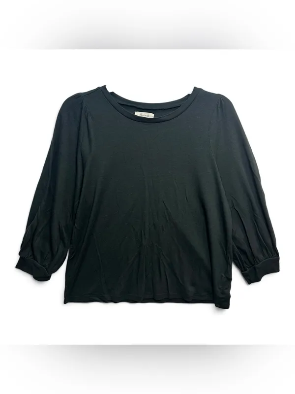 Madewell Black Puff Sleeve Top Women’s Large Alpaca Blend 3/4 Sleeve - Image 3