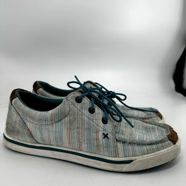 Twisted X Hooey Loper Sneakers Low Round Toe Moisture Wicking Striped Blue 8.5M - Image 3