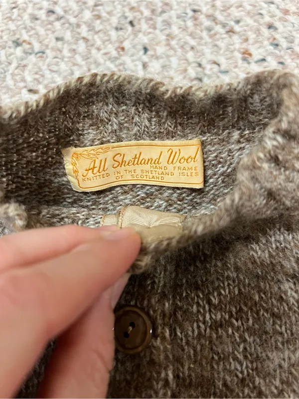 Vintage Brown Heathered Button-Up Cardigan - Image 4