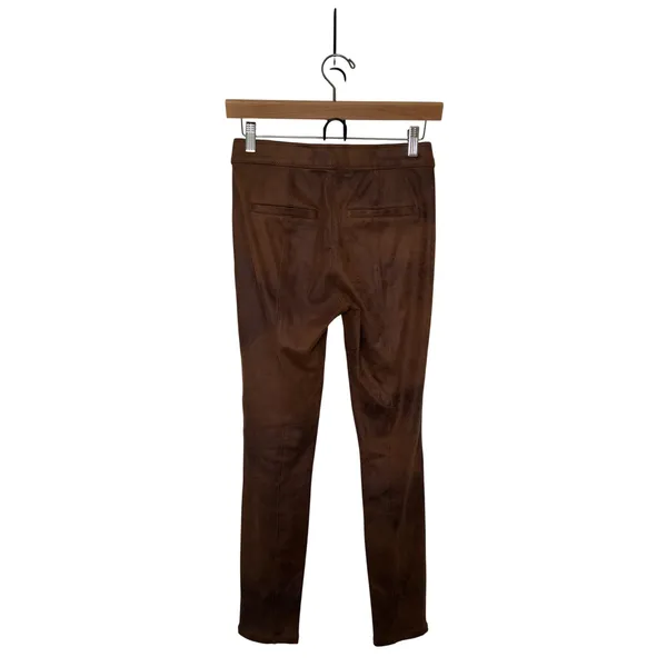 Free People Womens Leggings S Brown Faux Suede Vegan Leather Moto Seam Stretch - Image 2