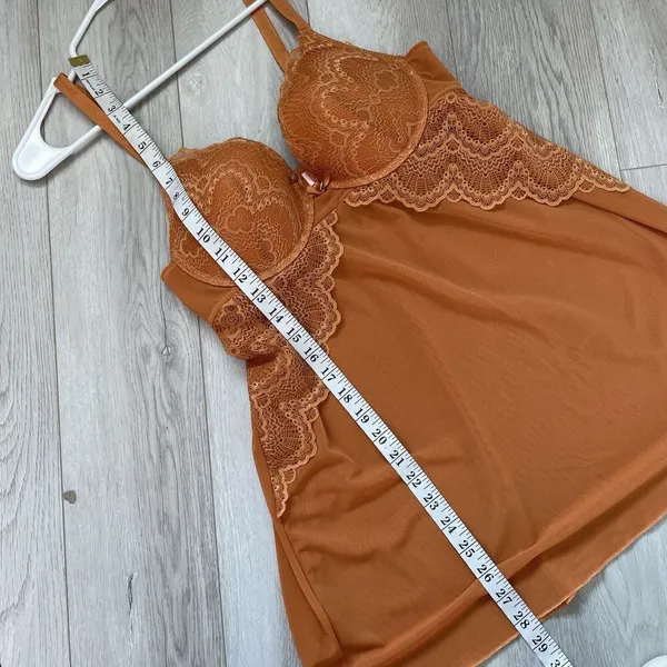 Juicy Couture Mesh Lace Chemise Orange (large) sexy babydoll padded lingerie y2k - Image 3